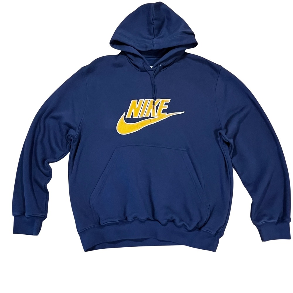 Nike Blue Embroidered Spellout Logo Pullover Hoodie Sweatshirt M Streetwear Gorp